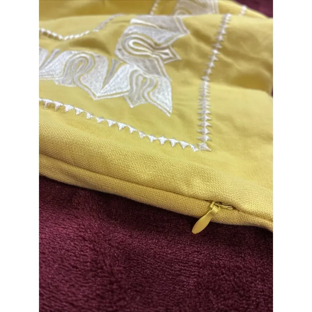 Echo Yellow Chartreuse Embroidered Euro Sham Pillow Cover 26x26 Hidden Zipper